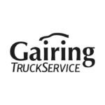 Schwarz-weißes Logo von Gairing TruckService mit stilisiertem Fahrzeugumriss.